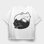 Yin Yang Cats Animals, Tricou Oversize Barbati (Unisex)