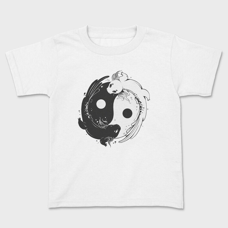 Yin Yang Axolotl Animals Monochrome, Tricou Copii