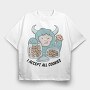 Yeti Monster Eating Cookies, Tricou Oversize Barbati (Unisex)