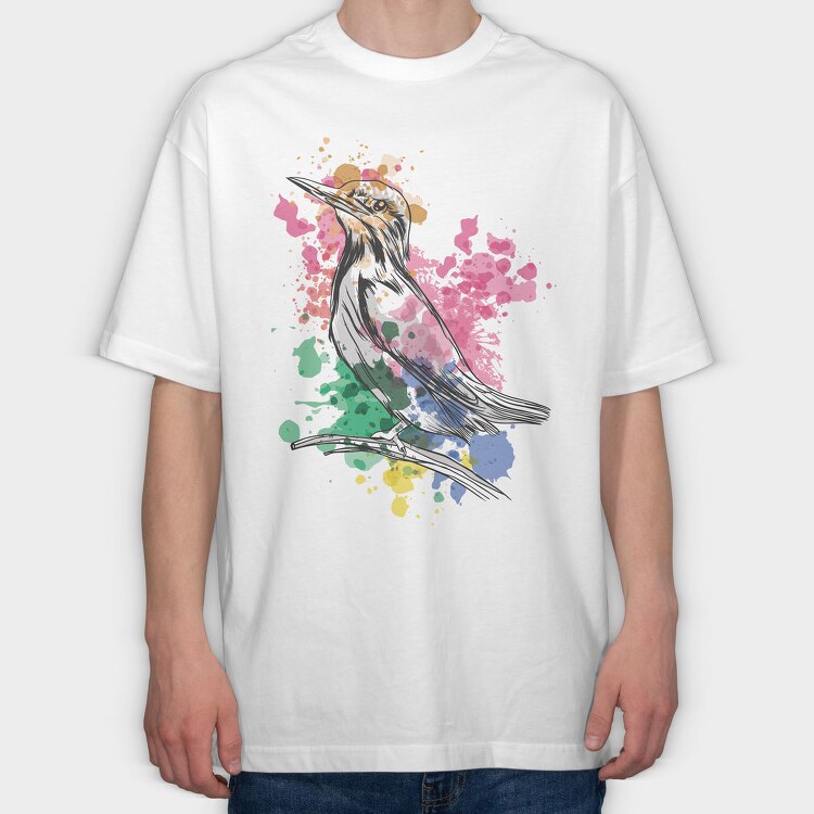 Watercolor Kingfisher European, Tricou Oversize Barbati (Unisex)