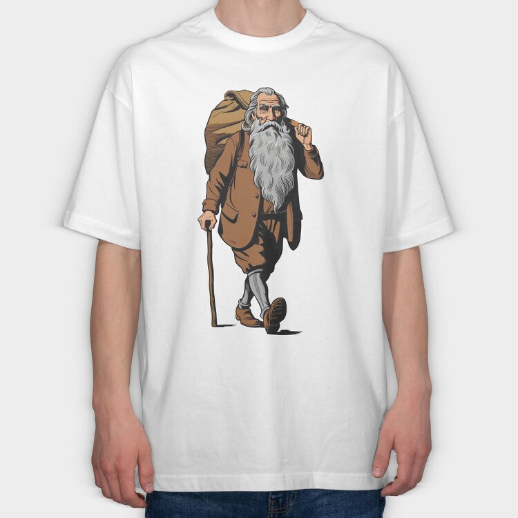 Walking Old Man Tote, Tricou Oversize Barbati (Unisex)