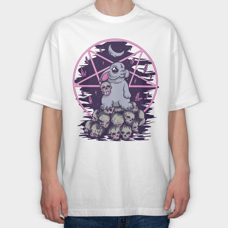 Pentagram Bunny, Tricou Oversize Barbati (Unisex)