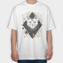 Cosmic Cat Orange, Tricou Oversize Barbati (Unisex)