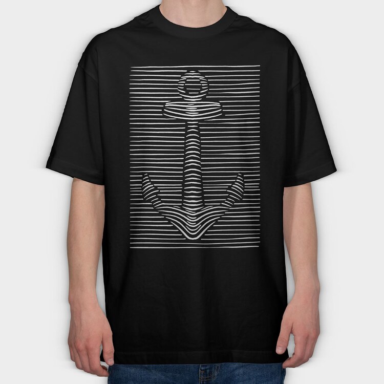 3D Illusion Anchor, Tricou Oversize Barbati (Unisex)