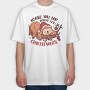 Wake Me Up When Its Christmas Sloth Sleeping, Tricou Oversize Barbati (Unisex)