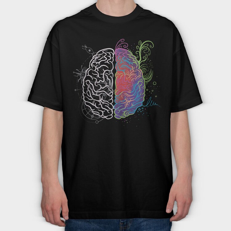 Brain Leftand Right, Tricou Oversize Barbati (Unisex)