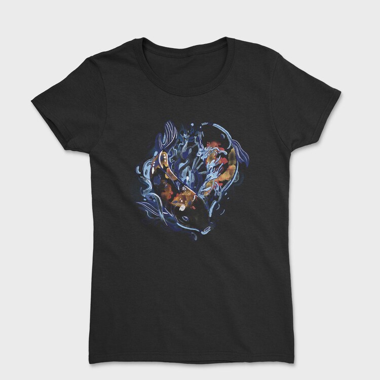 Watercolor Yin Yang Koi Fish, Tricou Femei