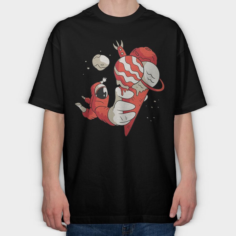Astronaut Ice Cream, Tricou Oversize Barbati (Unisex)
