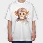 Watercolor Baby Monkey Mug, Tricou Oversize Barbati (Unisex)