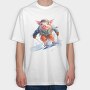 Watercolor Skiing Pig Ski Piggy, Tricou Oversize Barbati (Unisex)