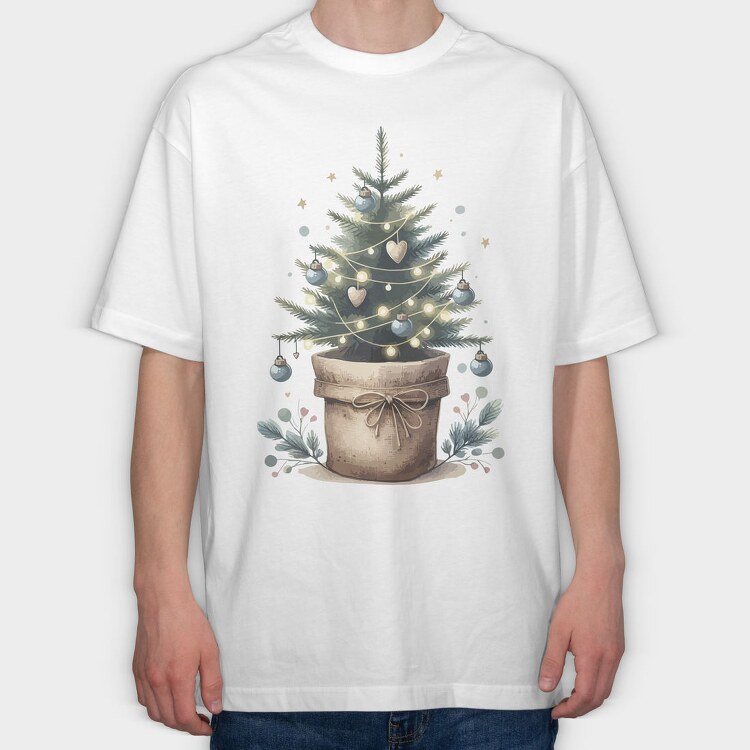 Potted Christmas Tree Tote, Tricou Oversize Barbati (Unisex)