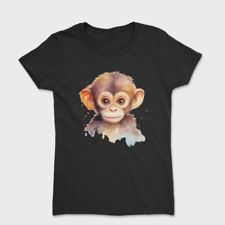 Watercolor Baby Monkey Mug, Tricou Femei