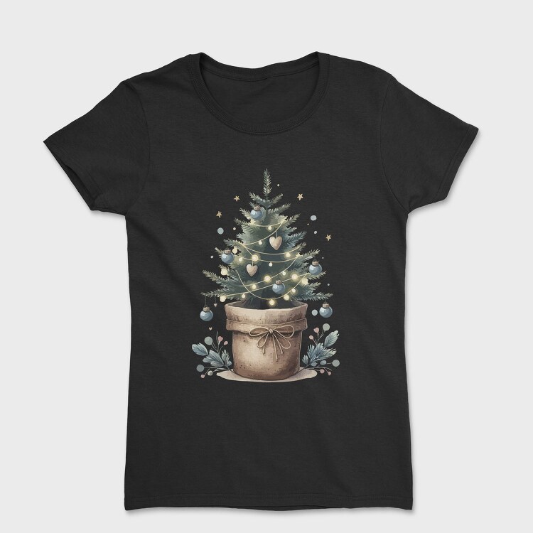 Potted Christmas Tree Tote, Tricou Femei