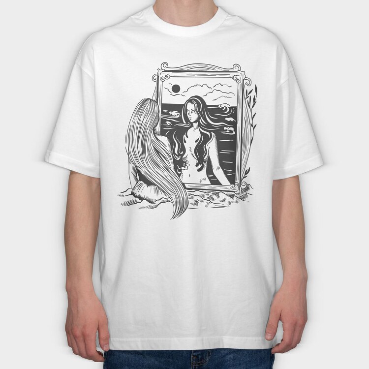 Woman Portrait Dark Art Nouveau, Tricou Oversize Barbati (Unisex)