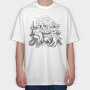Watch And Cats Painting Parody, Tricou Oversize Barbati (Unisex)