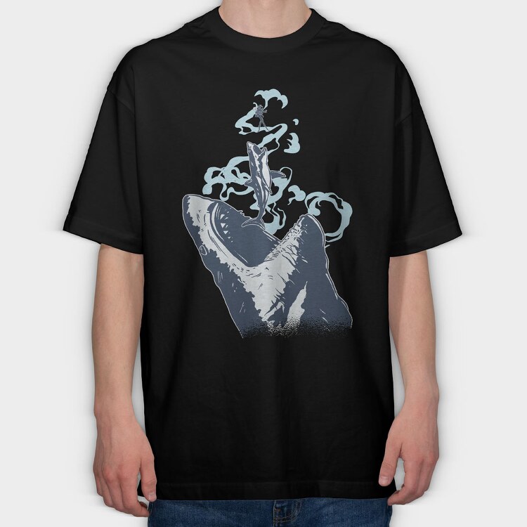 Megalodon Chase, Tricou Oversize Barbati (Unisex)