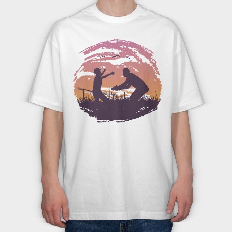 Dad And Child, Tricou Oversize Barbati (Unisex)