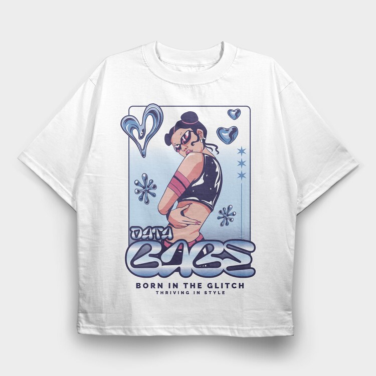 Y3K Born In The Glitch Data Babe, Tricou Oversize Barbati (Unisex)
