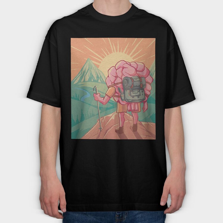 Hiking Brain, Tricou Oversize Barbati (Unisex)