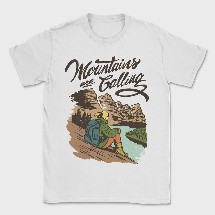 Woman Sitting On Glacier National Park, Tricou Barbati (Unisex)