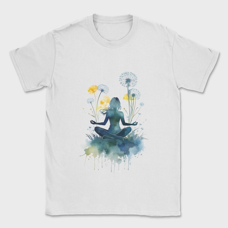 Watercolor Yoga And Meditation Dandelion, Tricou Barbati (Unisex)
