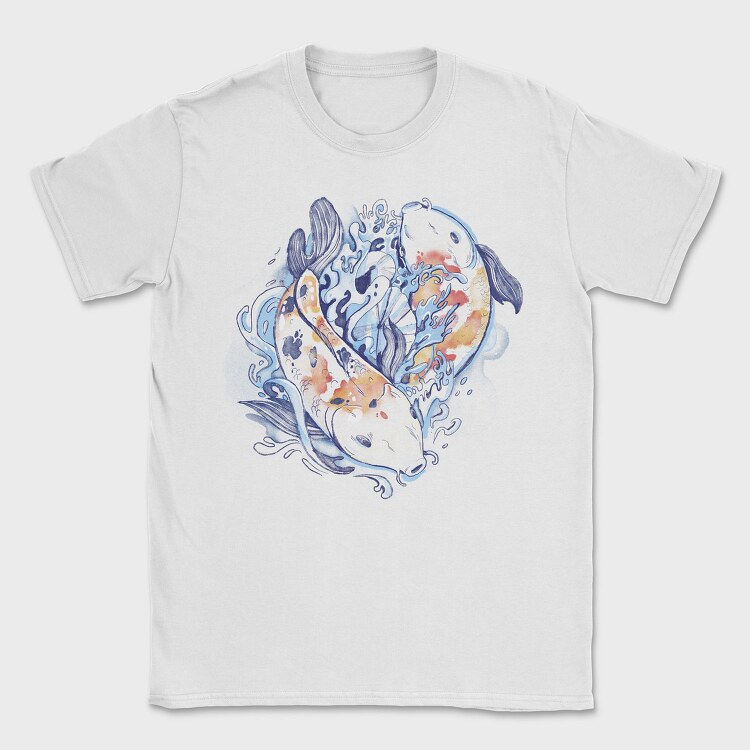Watercolor Yin Yang Koi Fish, Tricou Barbati (Unisex)