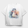 Watercolor Penguin Mug, Tricou Oversize Barbati (Unisex)