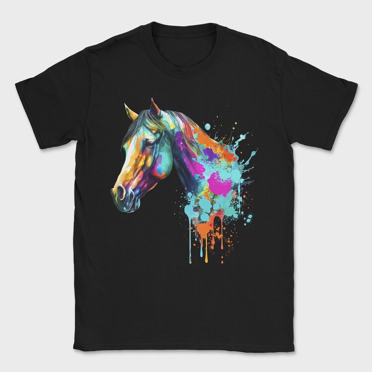 Watercolor Horse Head Drip, Tricou Barbati (Unisex)
