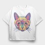 Watercolor Colorful Cat, Tricou Oversize Barbati (Unisex)