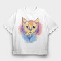 Watercolor Cat, Tricou Oversize Barbati (Unisex)