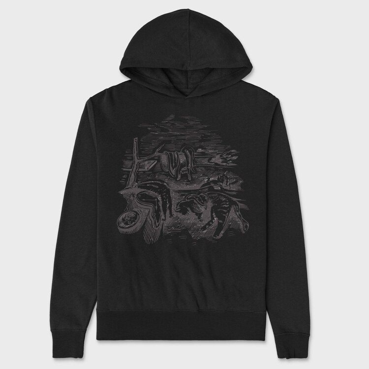 Watch And Cats Painting Parody, Hanorac Oversize Barbati (Unisex)