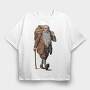 Walking Old Man Tote, Tricou Oversize Barbati (Unisex)