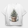 Potted Christmas Tree Tote, Tricou Oversize Barbati (Unisex)