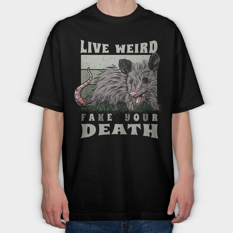 Possum Wild Animal Funny Quote Illustration, Tricou Oversize Barbati (Unisex)