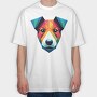 Polygonal Jack Russell Dog 2, Tricou Oversize Barbati (Unisex)