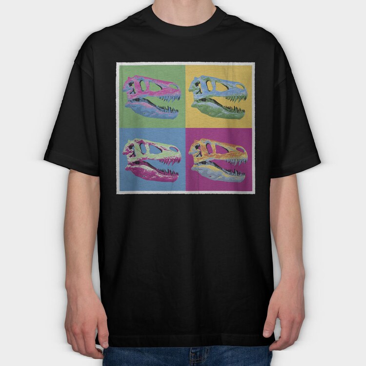 Pop Art T Rex Skull Tote, Tricou Oversize Barbati (Unisex)