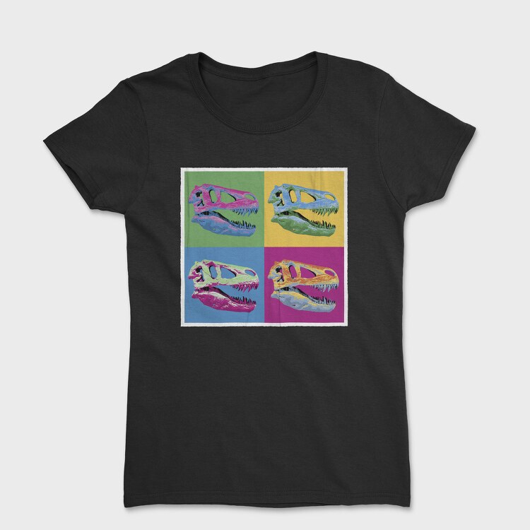 Pop Art T Rex Skull Tote, Tricou Femei