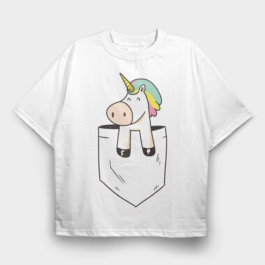Unicorn Pocket, Tricou Oversize Barbati (Unisex)