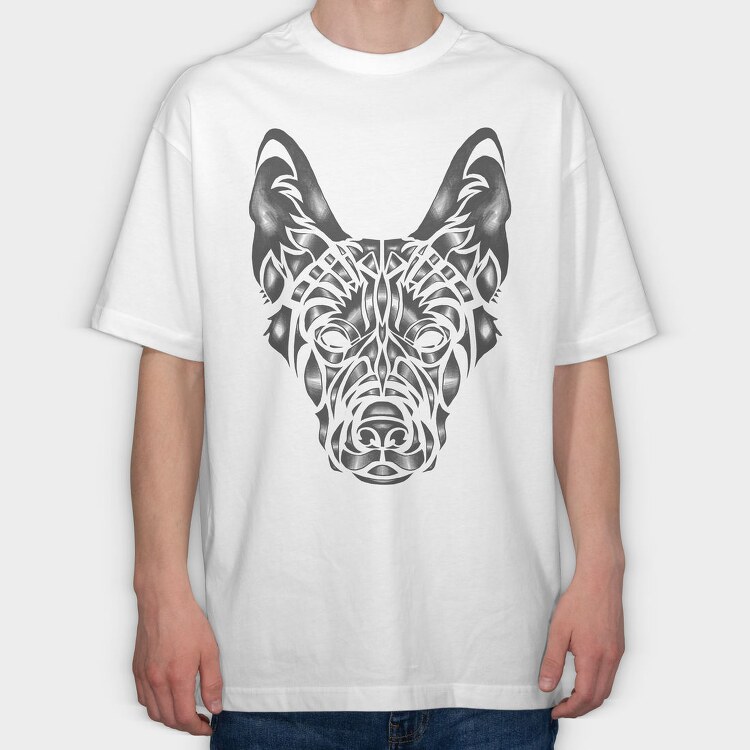 German Shepherd Dog Animal Monochrome Fade, Tricou Oversize Barbati (Unisex)