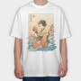 Geisha Waves Japanese Traditional, Tricou Oversize Barbati (Unisex)