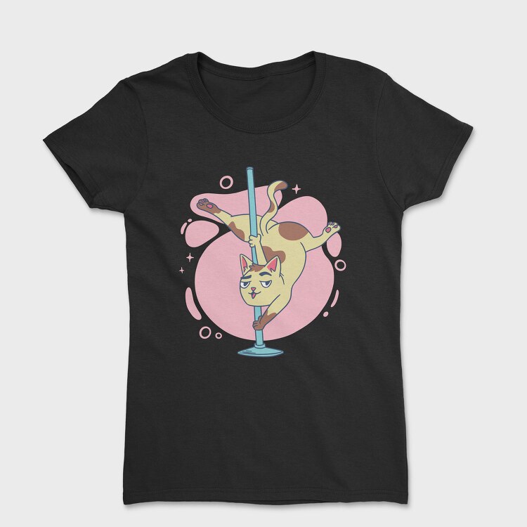 Pole Dancing Cat Cartoon, Tricou Femei