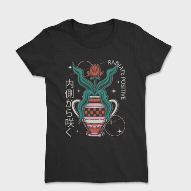 Positive Vibes Flower Vase 07, Tricou Femei