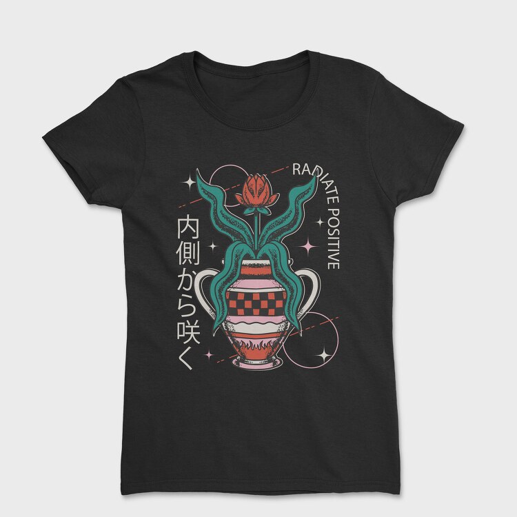 Positive Vibes Flower Vase 07, Tricou Femei
