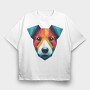 Polygonal Jack Russell Dog 2, Tricou Oversize Barbati (Unisex)