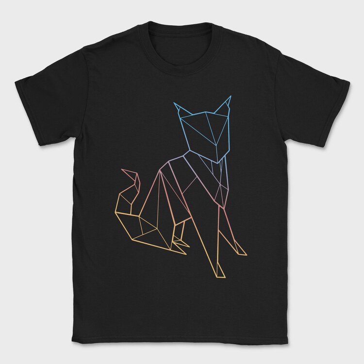 Polygonal Cat Rainbow Gradient, Tricou Barbati (Unisex)