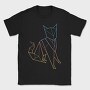 Polygonal Cat Rainbow Gradient, Tricou Barbati (Unisex)