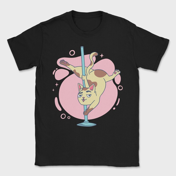 Pole Dancing Cat Cartoon, Tricou Barbati (Unisex)