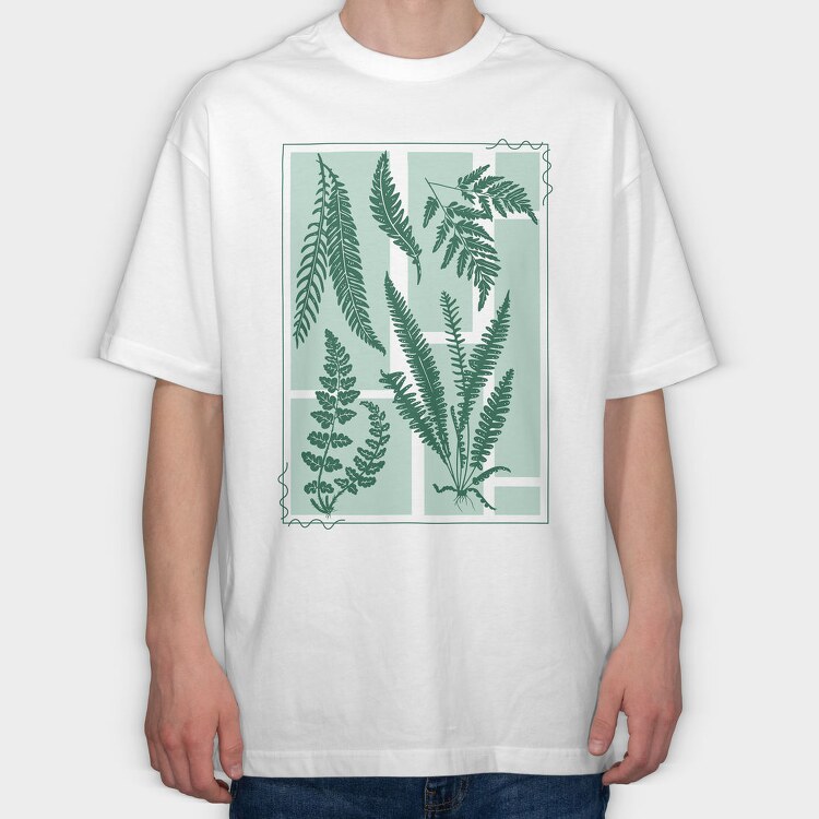 Plants And Fern Leaves Vintage, Tricou Oversize Barbati (Unisex)