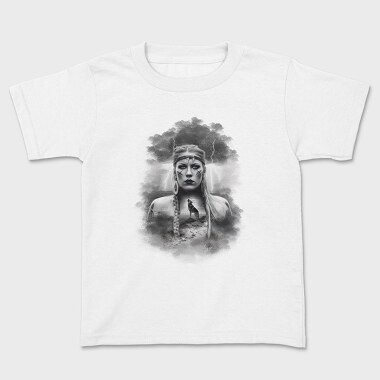 Viking Woman With Wolf, Tricou Copii