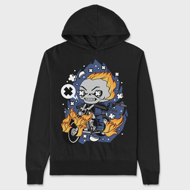 Flame Rider Skull, Hanorac Oversize Barbati (Unisex)